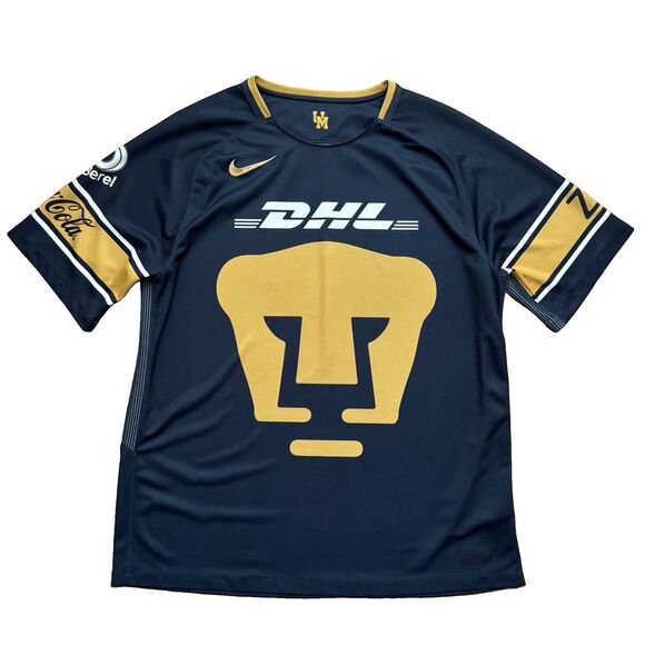 Nike Pumas UNAM Black Gold Size XL Soccer Jersey Shirt DHL Telcel Herbalife 2017